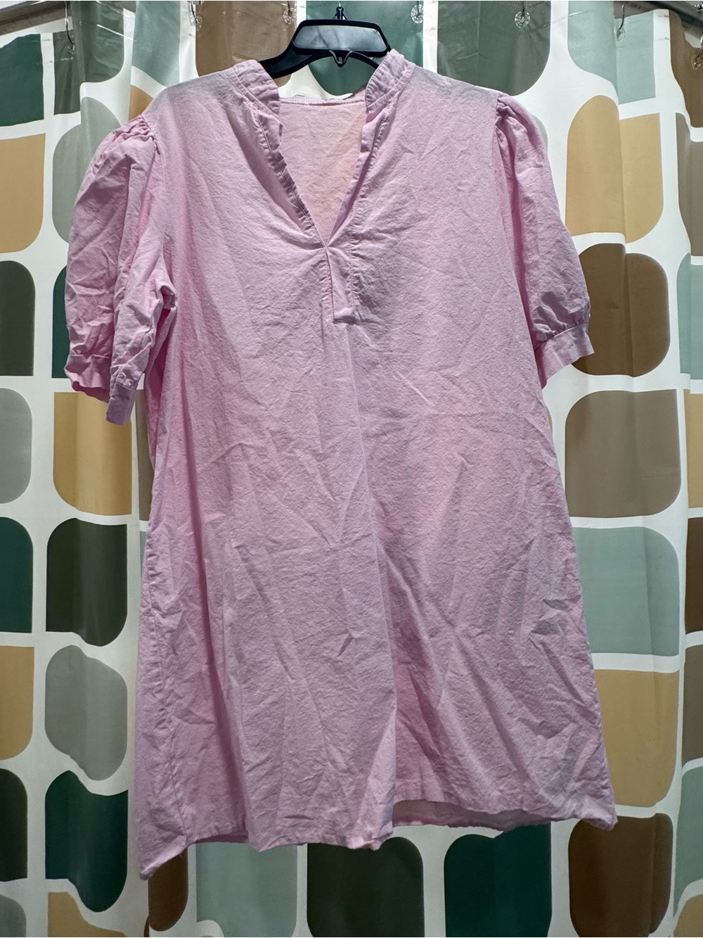Women's Pink Puff Sleeves Tshirt Dress